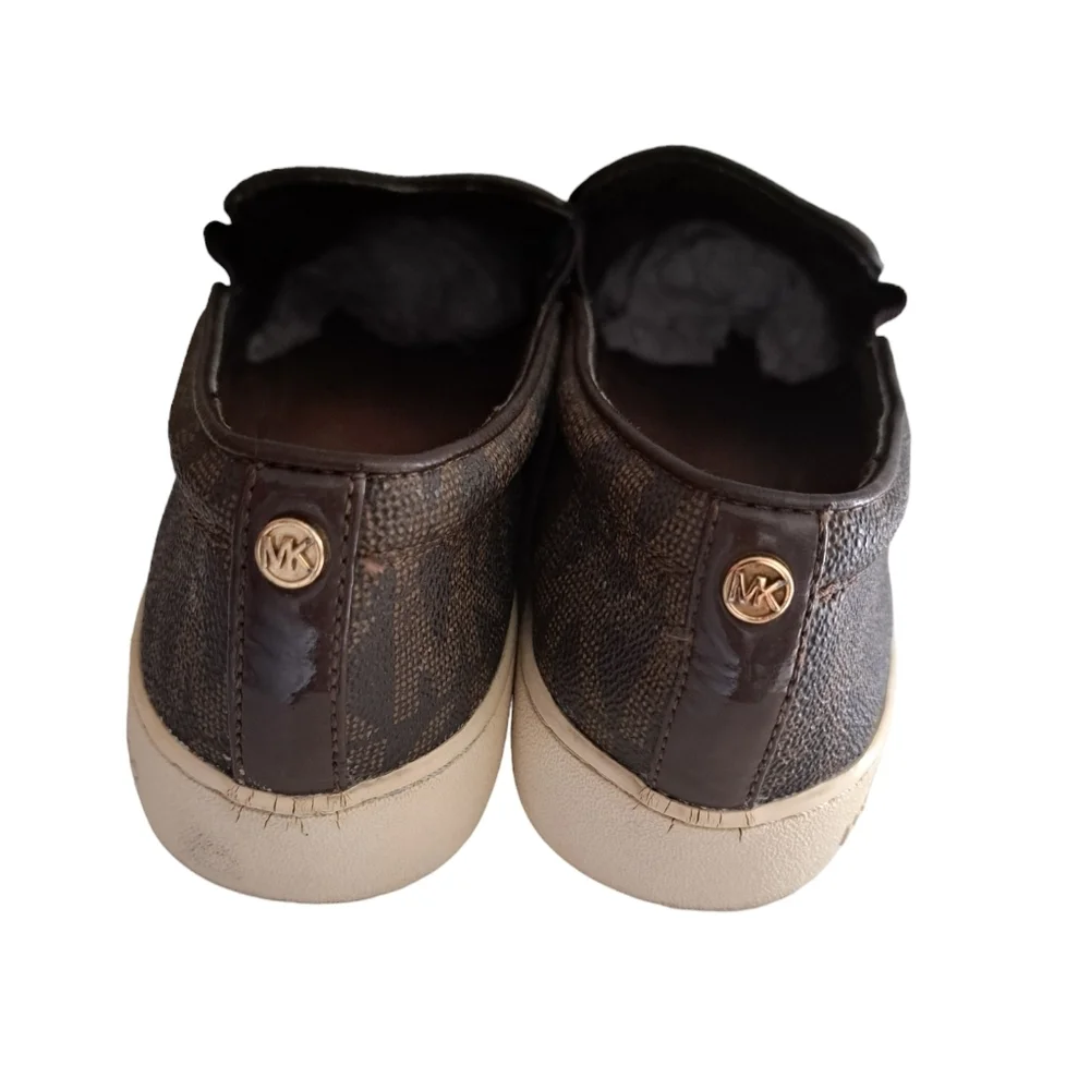 MK Michael KORS Keaton loafer shoes flats slip on laser cut out brown gold 6.5 - Picture 6 of 10